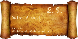 Quint Vitold névjegykártya